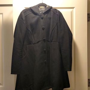 Black fit and flare pea coat